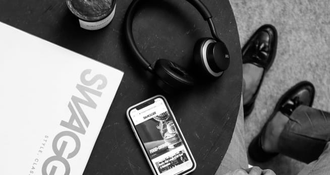 headphones laying on table